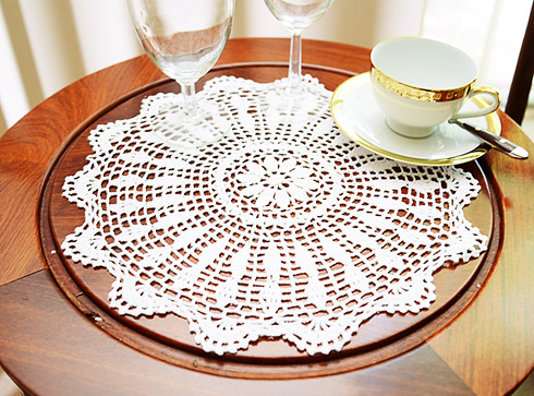 Crochet Round Doily. 16" round. White. ( 2 pieces)